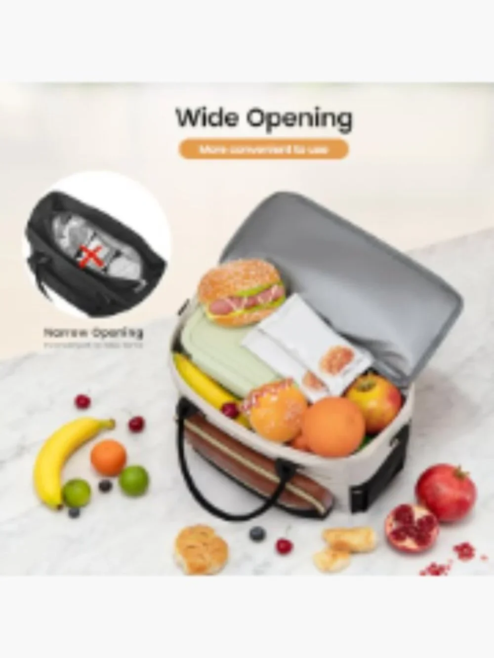 Large Insulated Lunch Bag for Women, Leakproof Cooler Tote with Cup Holder,